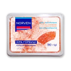 Ікра горбуші солено-морожена Norven, упаковка 180 г