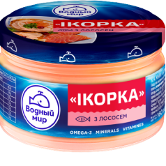 Ікра мойви з шматочками лосося 160г ТМ “Водний мир”