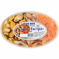 Асорті з лосося, оселедця та мідій в олії 200 г