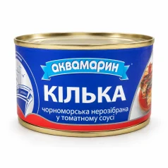 Кілька у томатному соусі Аквамарин, 240 г — банка рибних консервів