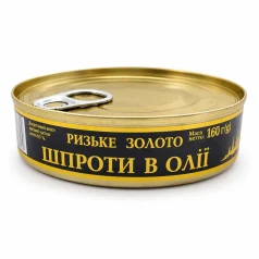 Шпроти в олії Ризьке золото, банка 190 г